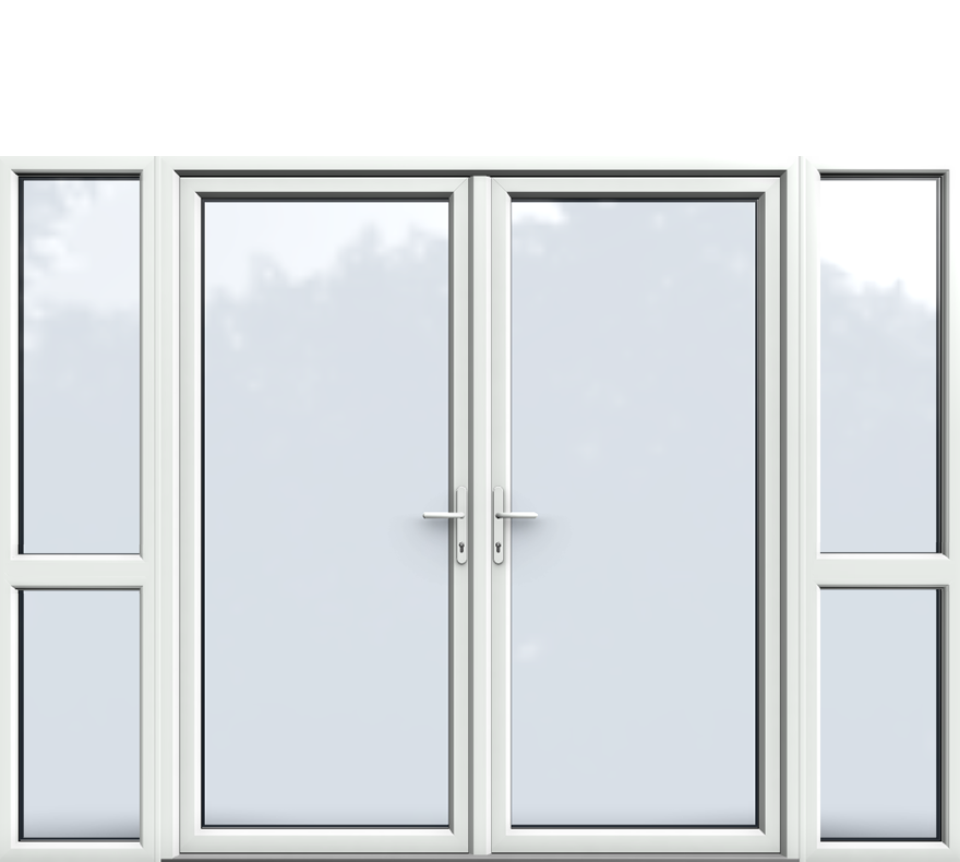 Side Panels with Midrail Glazed, UPVC French Door