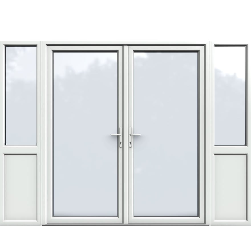 Side Panels with Midrail Glazed, UPVC French Door