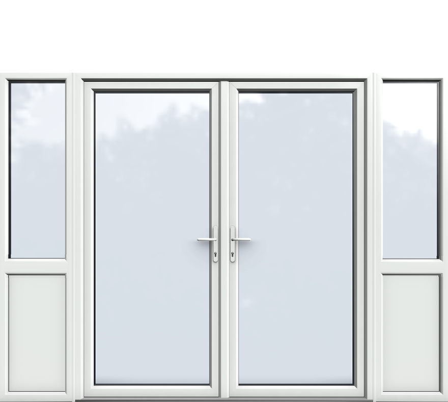 Side Panels with Midrail Glazed, UPVC French Door