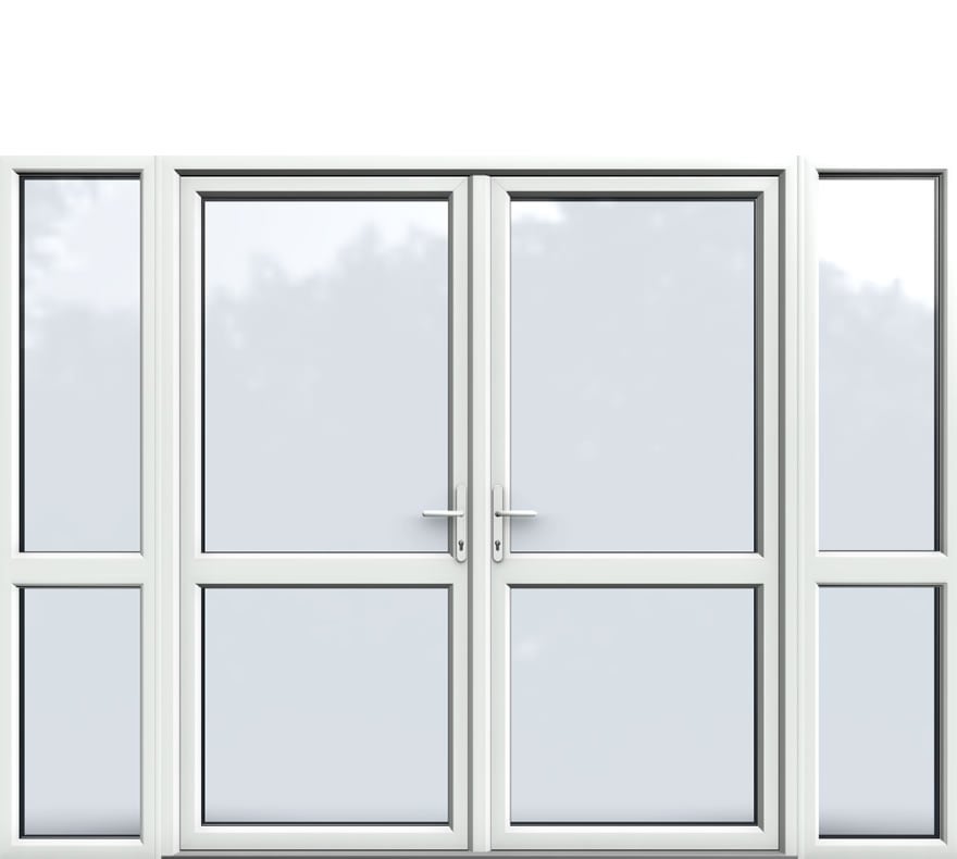 Side Panels with Midrail Glazed, Midrail Glazed, UPVC French Door