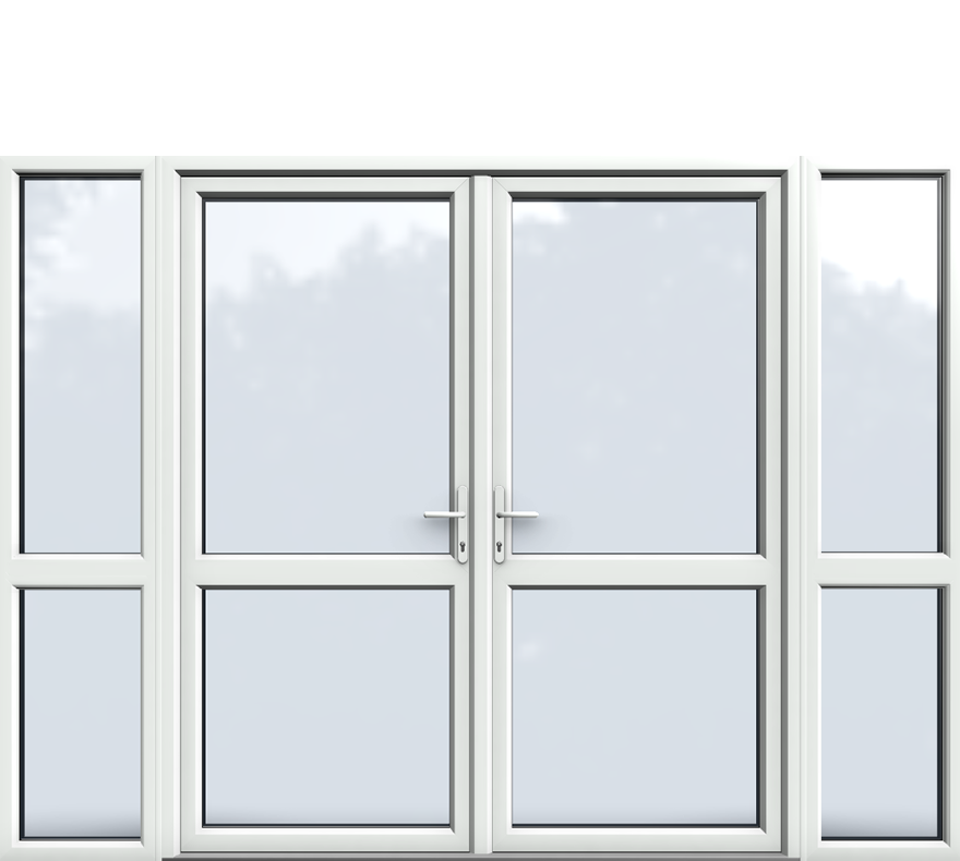 Side Panels with Midrail Glazed, Midrail Glazed, UPVC French Door