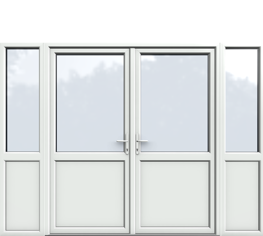 Side Panels with Midrail Panel, Midrail Panel, UPVC French Door