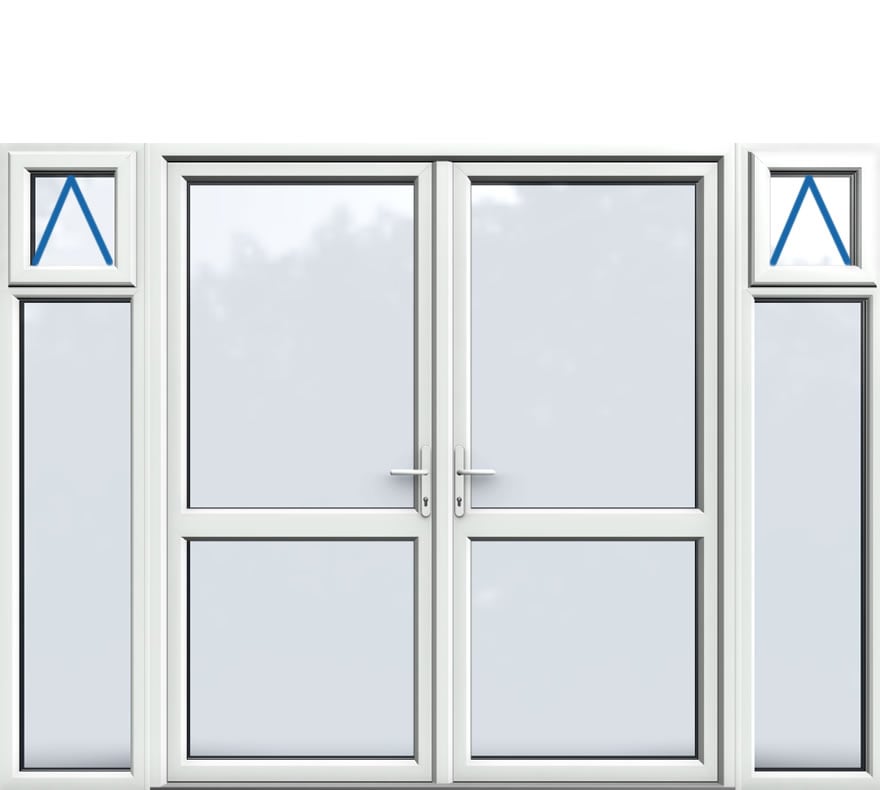 Side Panels Inc Openers, Midrail Glazed, UPVC French Door