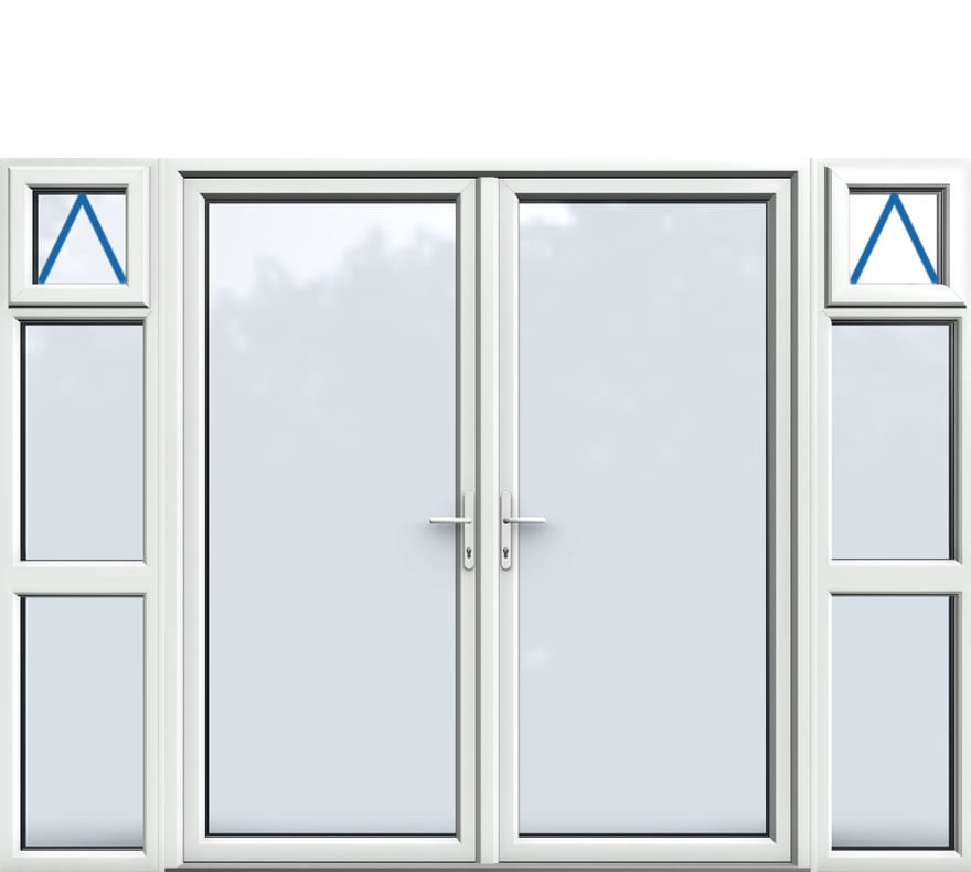 Side Panels with Midrail Glazed Inc Openers, UPVC French Door