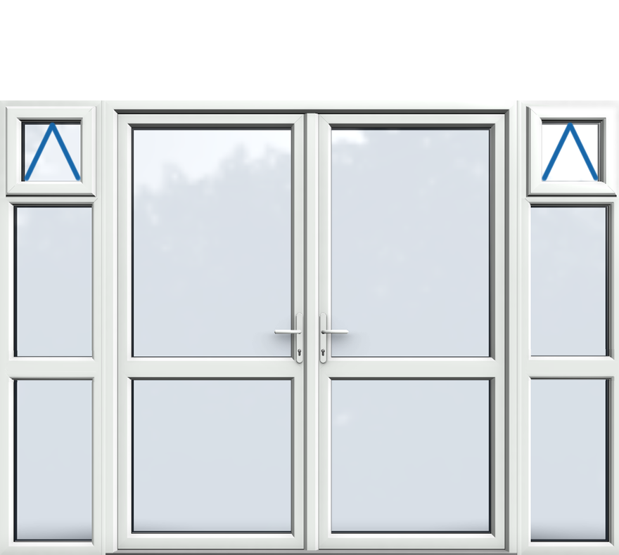 Side Panels with Midrail Glazed Inc Openers, Midrail Glazed, UPVC French Door