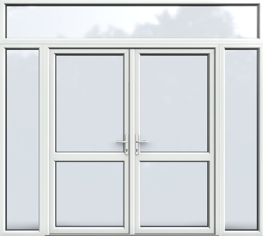 Top Light with Side Panels, Midrail Glazed, UPVC French Door