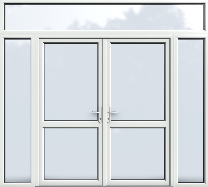 Top Light with Side Panels, Midrail Glazed, UPVC French Door