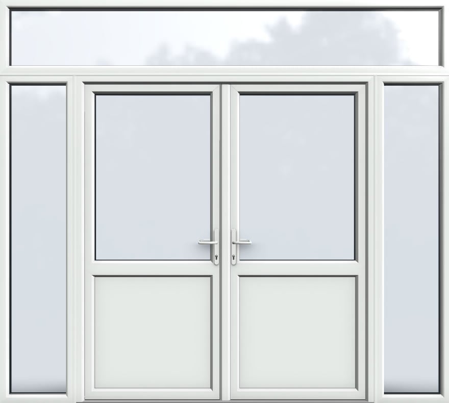 Top Light with Side Panels, Midrail Panel, UPVC French Door