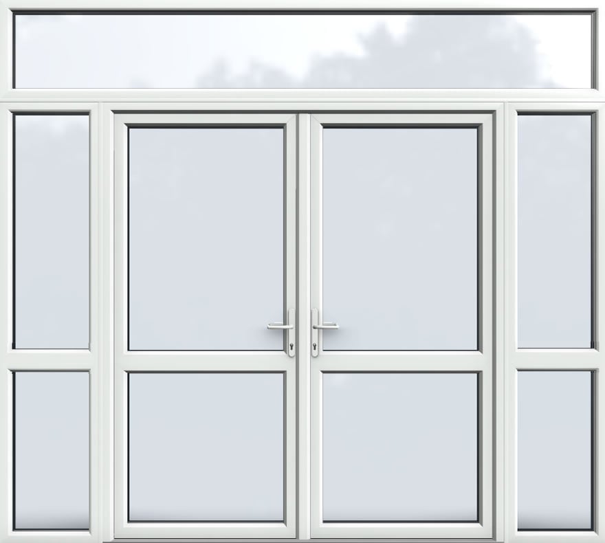 Top Light with Side Panels & Midrail Glazed, Midrail Glazed, UPVC French Door