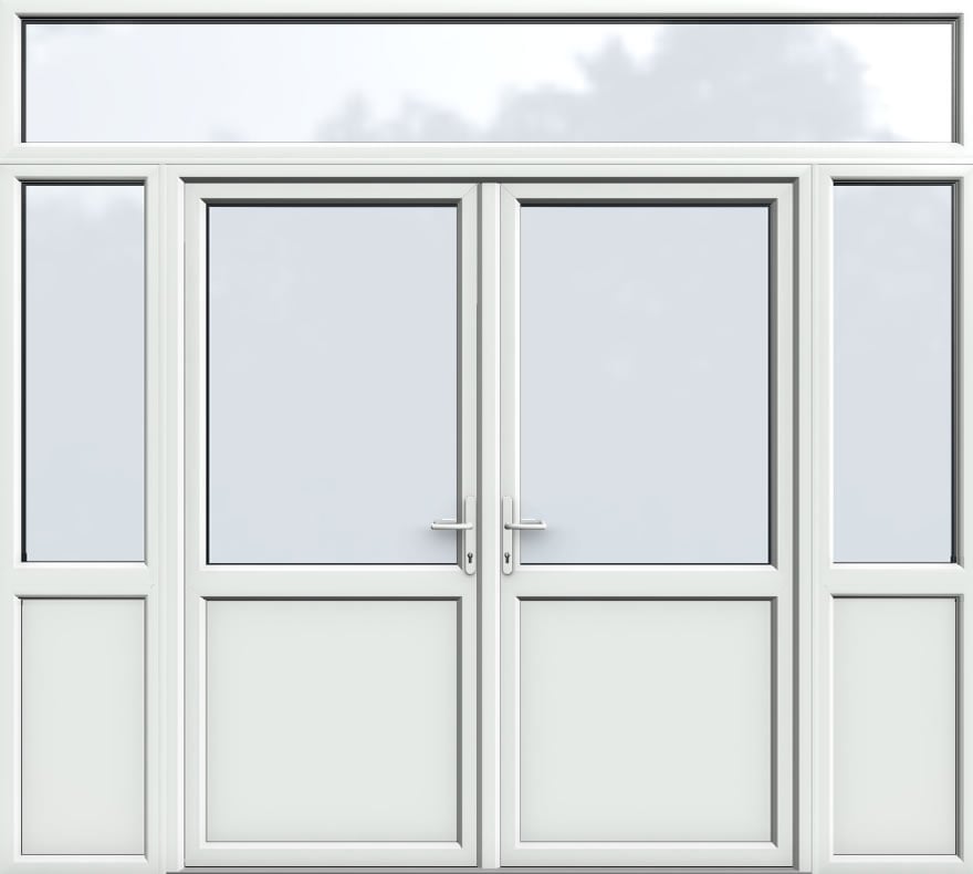 Top Light with Side Panels & Midrail Panel, Midrail Panel, UPVC French Door