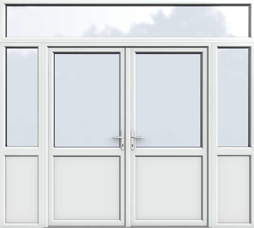 Top Light with Side Panels & Midrail Panel, Midrail Panel, UPVC French Door